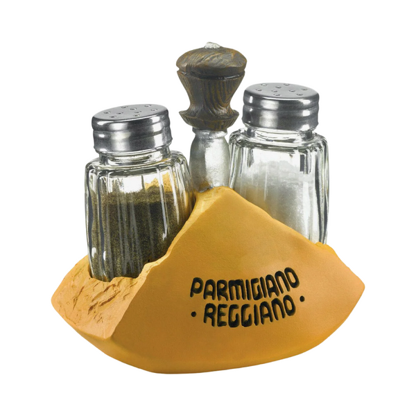 salt and pepper in a cheese wedge