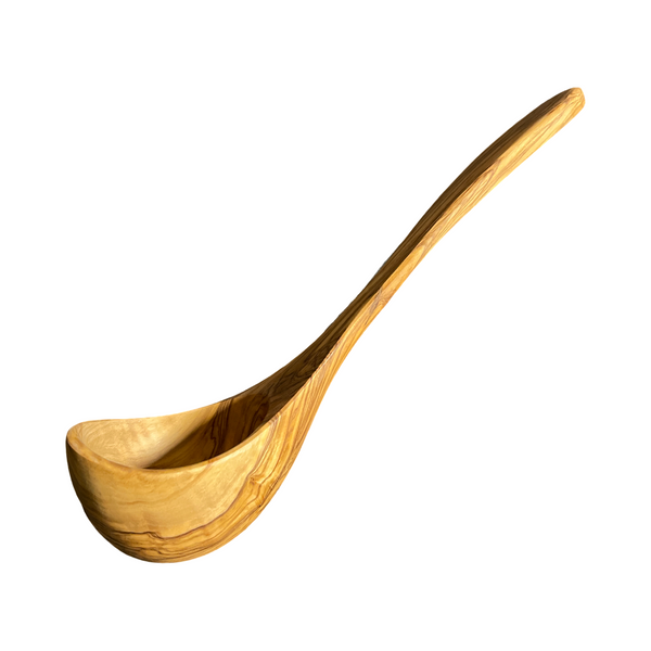 Wooden ladle on a white background