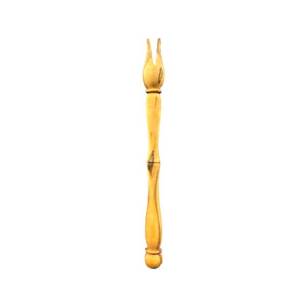 Wooden fork on a white background