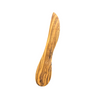 Wooden spoon with a wavy handle on a white background